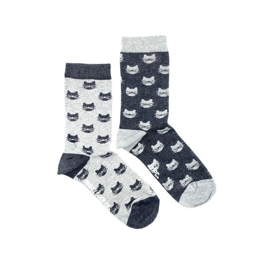 Women's Inverted Grey Cat Socks