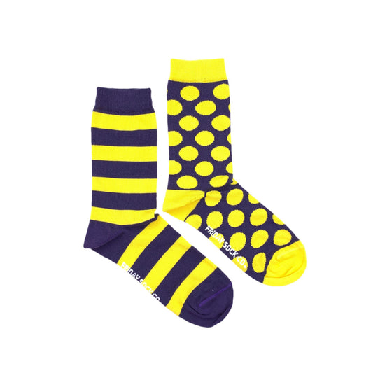 Women's Recycled Cotton Purple & Yellow Stripe & Dot Socks