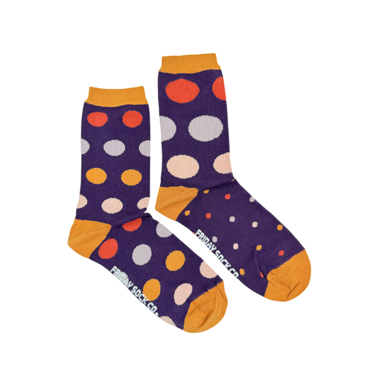 Women's Dark Purple Polka Dot Socks