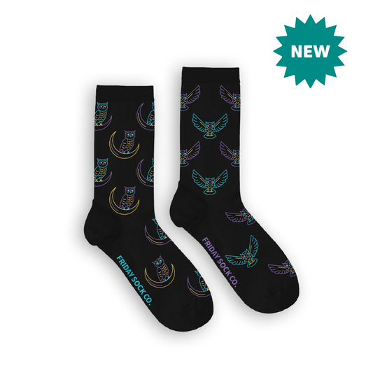 Women's Neon Owl Mismatched Socks