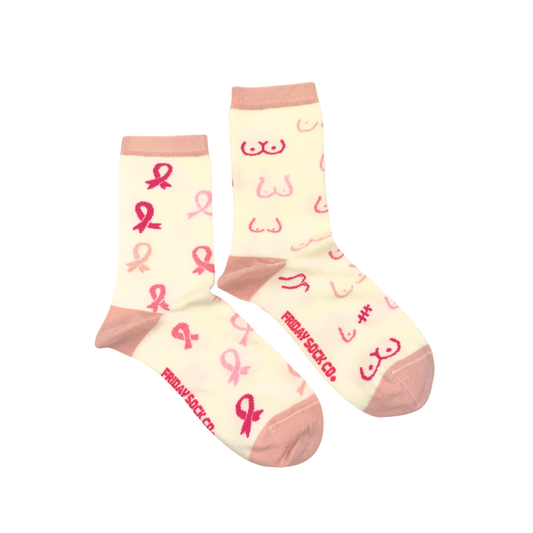 Women's Breast Cancer This Did Good Mismatched Crew Socks