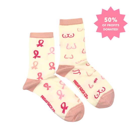 Women's Breast Cancer This Did Good Mismatched Crew Socks