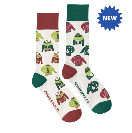 Men's Ugly Christmas Sweaters on Socks Socks