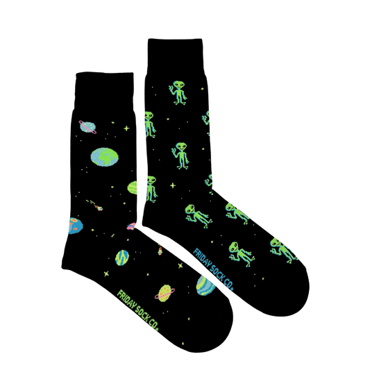 Men's Neon Alien Mismatched Socks
