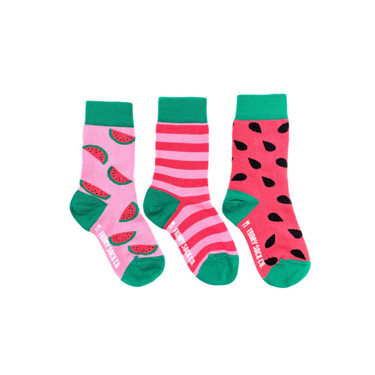 Kid's Inside Out Watermelon, & Stripe Socks