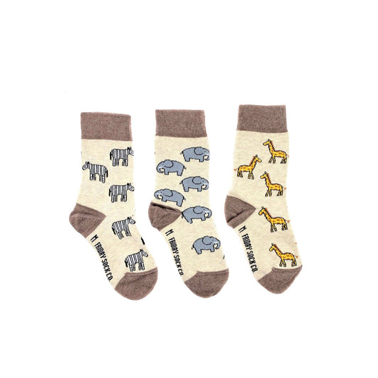 Kid's Zebra, Elephant, & Giraffe Socks