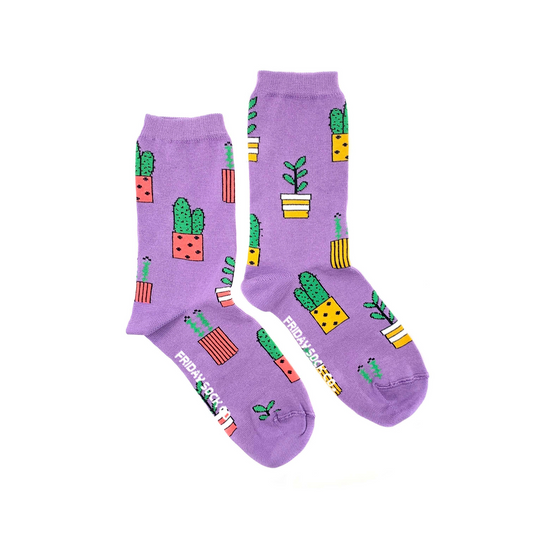 Women's Purple Potted Plant Socks