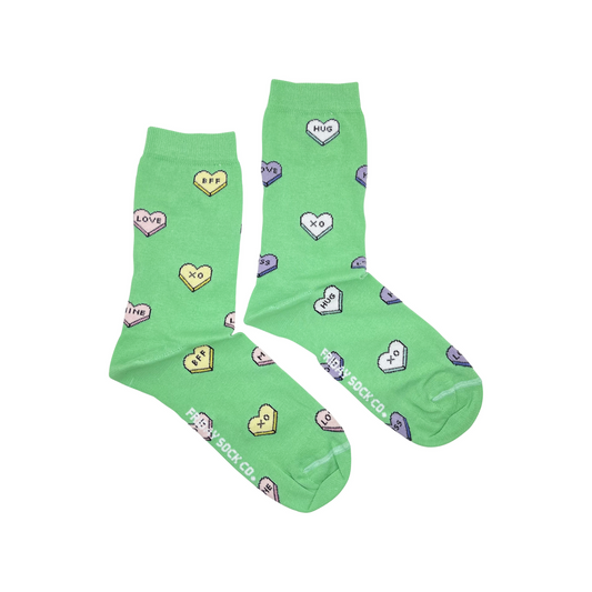 Women's Green Candy Heart Socks