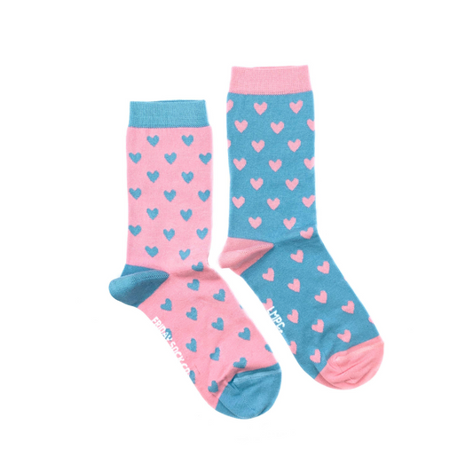 Women's Pink & Blue Heart Socks