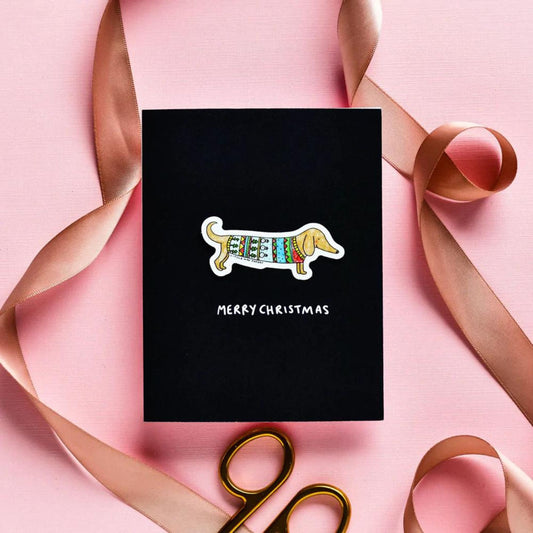 Sausage Dog Vinyl Sticker Greeting Card
