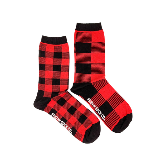 Women's Red Plaid Socks