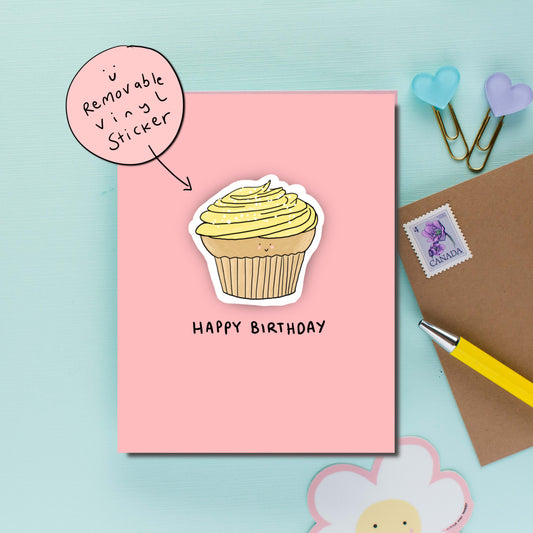 Birthday Cupcake Vinyl Sticker Card