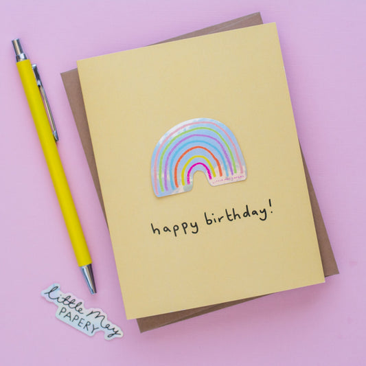 Birthday Rainbow Vinyl Sticker Greeting Card