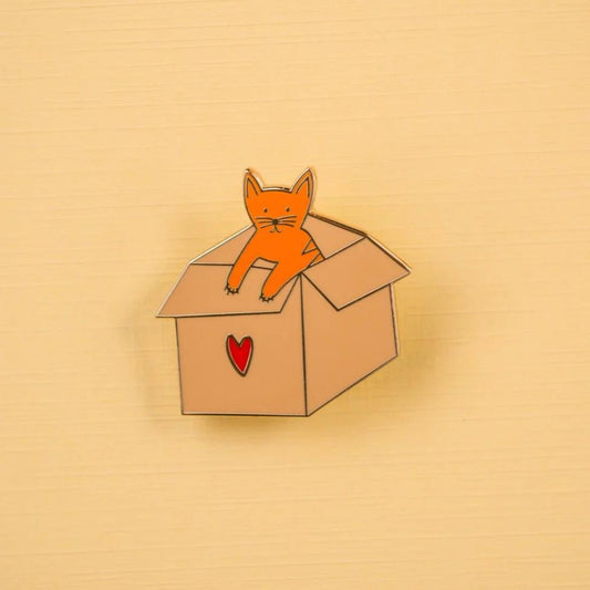 Cat In a Box Enamel Pin