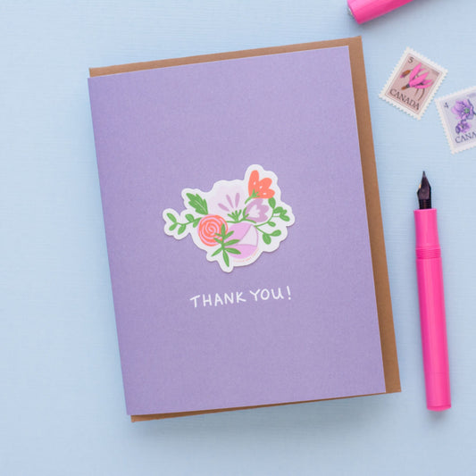 Thank You Flowers Vinyl Sticker Greeting Card