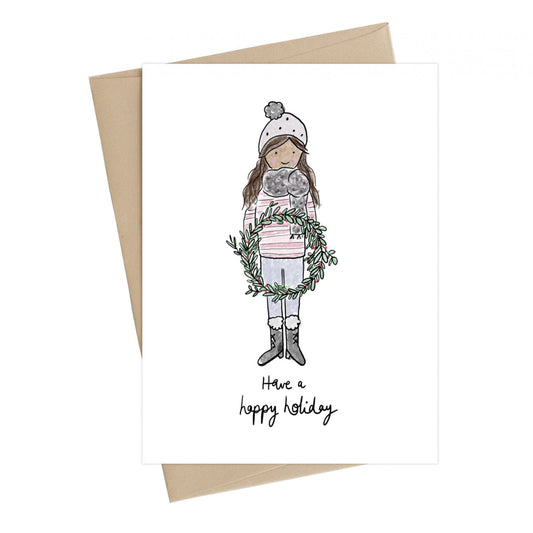 Holiday Girl with wreath
