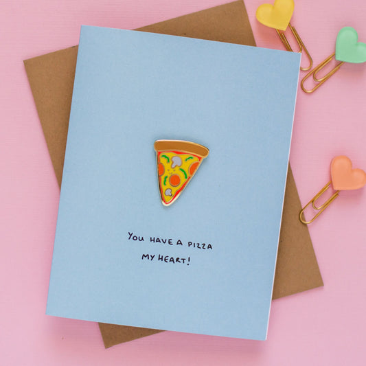 Pizza My Heart Enamel Pin Card
