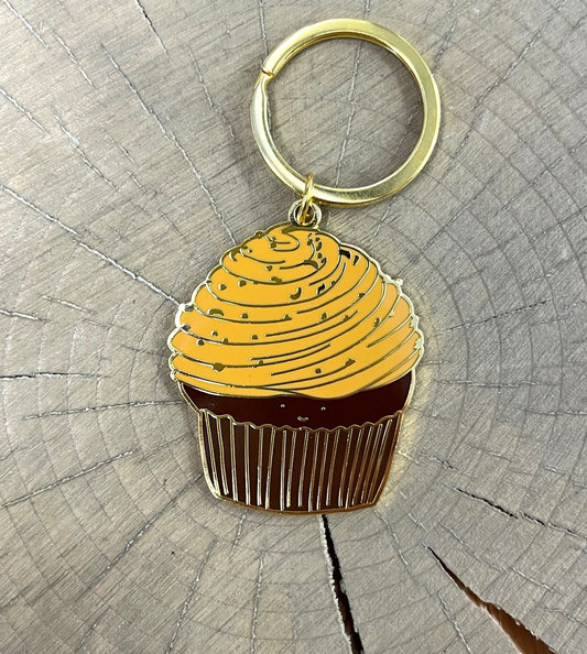 Toffee Nut Cupcake Enamel Keychain